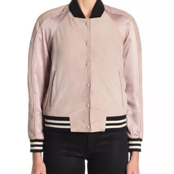 ALL SAINTS Women's "Gresley" Suede Satin Bomber Jacket, S - Picture 3 of 13